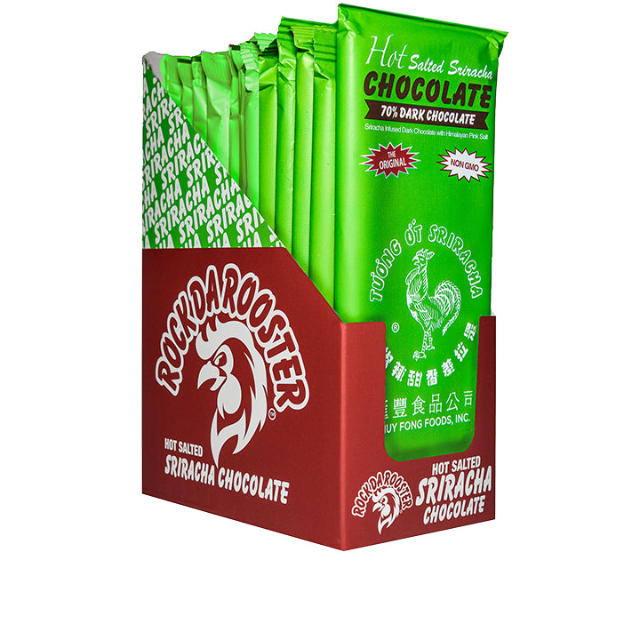 2.5 OZ SRIRACHA SALTED 70% DARK CHOCOLATE BARS